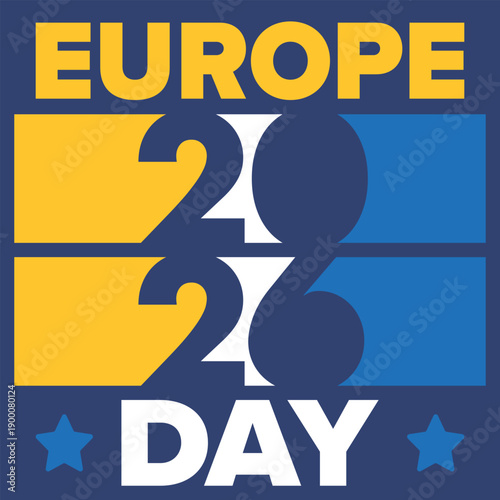 Europe Day. Annual public holiday in May. Is the name of two annual observance days - 5 May by the Council of Europe and 9 May by the European Union. Poster, card, banner and background. Vector