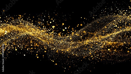 Luminous Golden Sparkle Swirl on a Dark Background