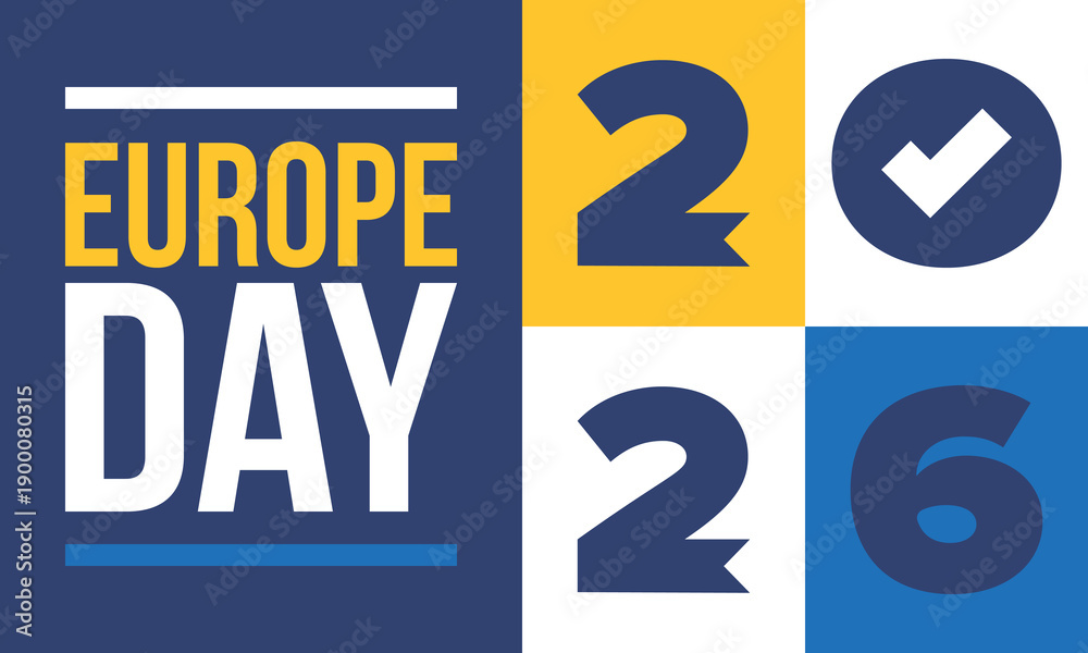 Fototapeta premium Europe Day. Annual public holiday in May. Is the name of two annual observance days - 5 May by the Council of Europe and 9 May by the European Union. Poster, card, banner and background. Vector
