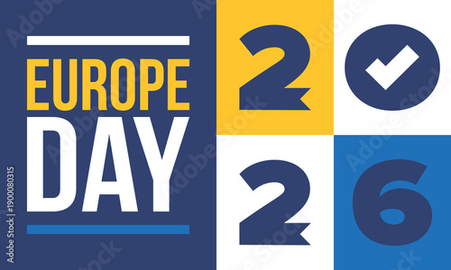 Europe Day. Annual public holiday in May. Is the name of two annual observance days - 5 May by the Council of Europe and 9 May by the European Union. Poster, card, banner and background. Vector