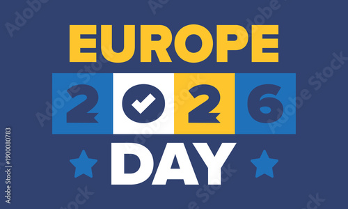 Europe Day. Annual public holiday in May. Is the name of two annual observance days - 5 May by the Council of Europe and 9 May by the European Union. Poster, card, banner and background. Vector