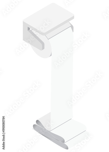 引き出され過ぎたトイレットペーパー・アイソメトリック