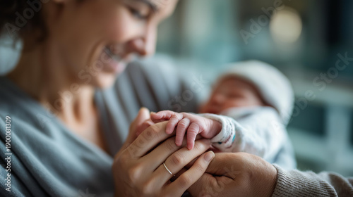Faceless surrogacy helped infertile couple have child, defocused woman gave birth for another family, legal contract in hospital, reproductive assistance, family building, with