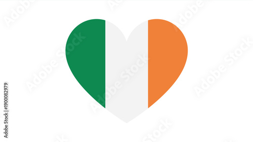 Irish flag heart shape symbol representing national pride tradition and St Patrick’s Day celebration vector illustration