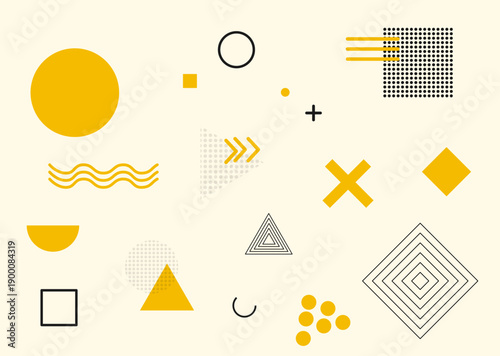Memphis design elements mega set. Vector abstract geometric line graphic shapes, modern hipster circle triangle template colorful illustration
