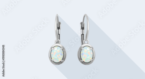 Pair of elegant silver drop earrings with oval opals