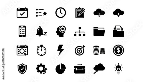 UI Icon Pack Set – Flat Solid and Outline Icons for App and Web Interface. Modern UI icon pack featuring a set of flat solid and outline icons designed for mobile apps, websites, dashboards, and SaaS.