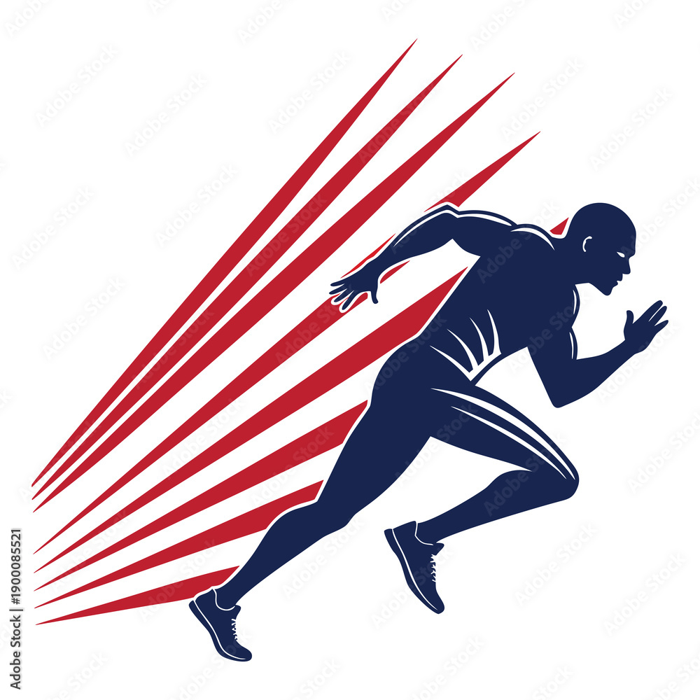 Obraz premium Abstract Dynamic Silhouette of Runner with Speed Lines, Motion Blur Effect and High Energy Sports Background Graphic