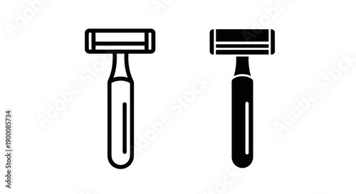 Razor Icon, Line Art and Silhouette for Shaving and Grooming