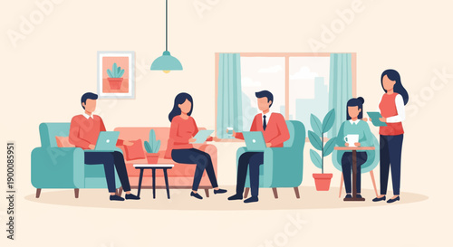 People collaborating in a relaxed office or home environment