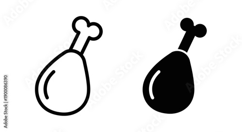 Chicken leg icon in outline and solid black, representing food, meat, or a quick meal symbol.