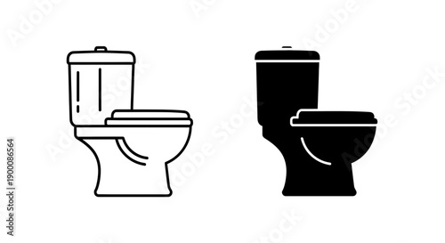 Toilet Icon: Bathroom Restroom Facility Symbol for Public Spaces and Home Interiors in Black and White Vector