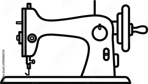 A simple line art illustration of a sewing machine for crafting and textile projects