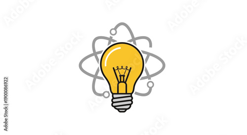 Light Bulb with Atom Symbol.