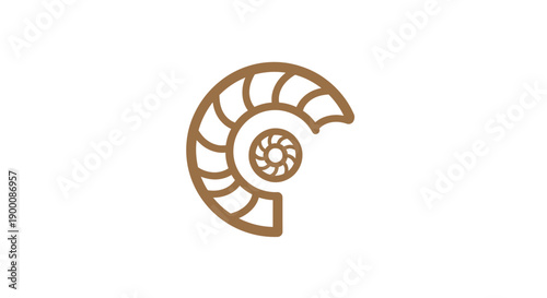 Nautilus Shell Spiral Fossil Icon.