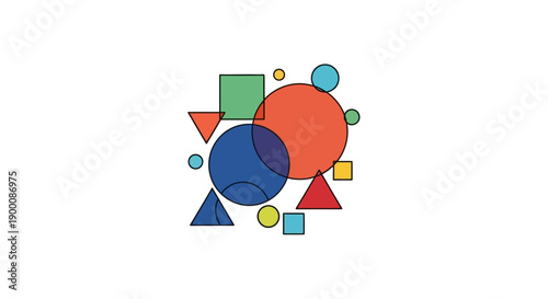 Colorful geometric shapes in motion.