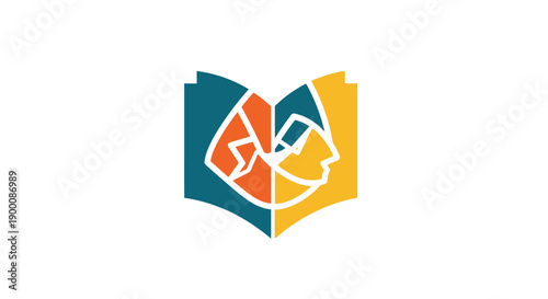 Colorful Book Icon with Faces.