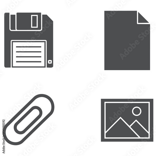 File document attachment icons set isolated transparent background vector symbols for office data storage workflow and digital interface design use