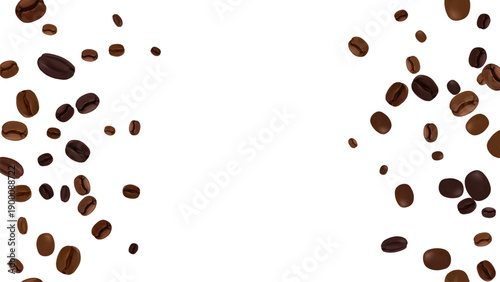 Frame realistic mesh coffee beans design concept for cafe advertising. Coffee grains