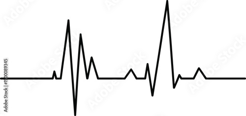 Abstract heartbeat waveform line illustration representing ECG signal, pulse rhythm, medical monitoring, health data analysis, minimal design, and modern healthcare visualization concept