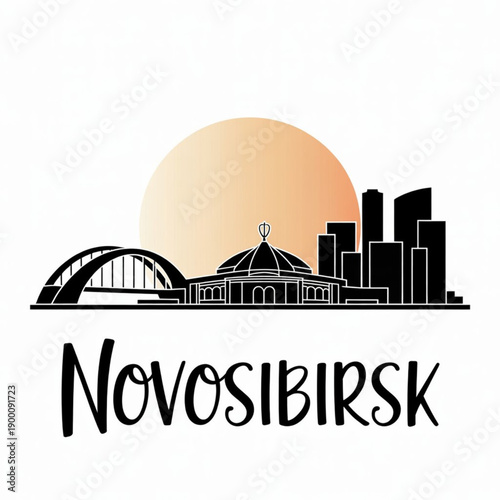 Novosibirsk Skyline Silhouette — The Largest City of Siberia Vector Illustration