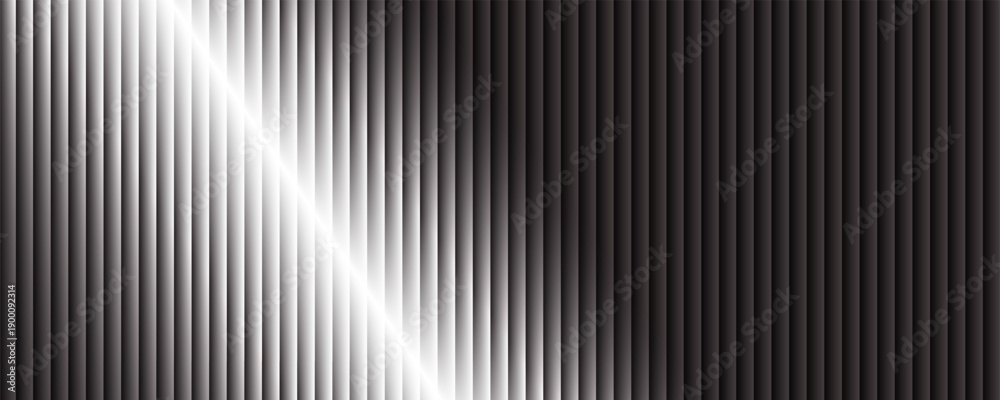 Obraz premium Transparent corrugated plastic ribbed glass background with abstract line patterns. 3D gradient light effects for retail windows or architectural panels.vector Eps10