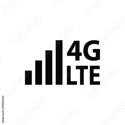 Black and white illustration of 4g lte signal strength bars