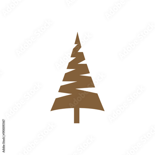 Simple brown pine tree illustration on a plain white background