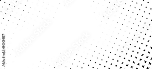 horizontal black halftone of cross or plus sign design for pattern and background.