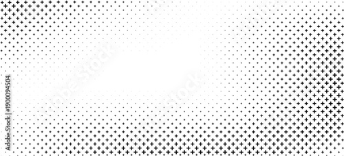 horizontal black halftone of cross or plus sign design for pattern and background.