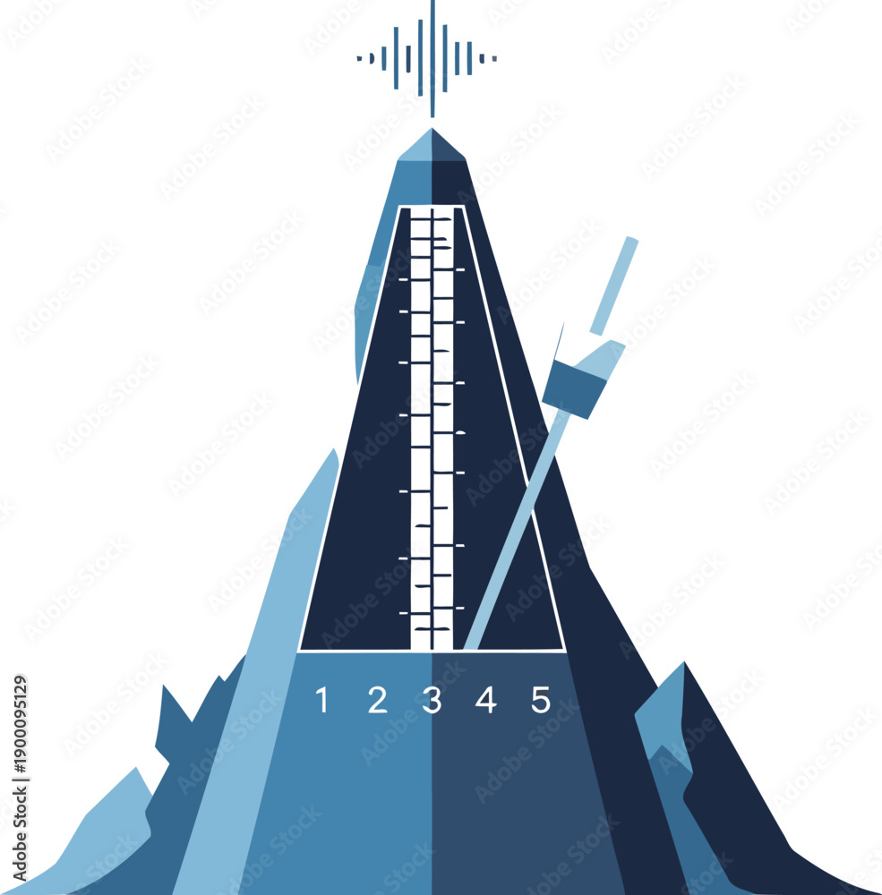 Obraz premium Business growth concept with climbing ruler on mountain peak