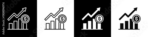 Revenue Growth In Black And White Filled Style