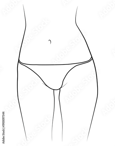 Woman legs swimsuit panties bikini hand drawing