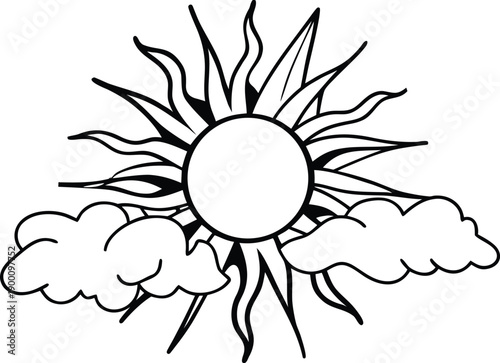 A bright yellow sunflower vector illustration captures the hot summer nature and sunny weather with a creative floral design element under the orange star light of a spring sky.