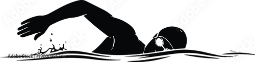 swimming silhouette person freestyle stroke water sport fitness exercise athlete icon isolated background.