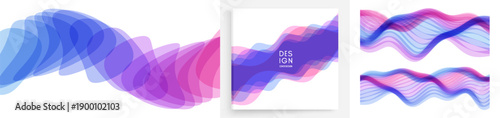 Set of abstract different translucent wavy elements. Layered effect. Illustration made of various overlapping elements. 3D vector illustration for brochure, banner, flyer or presentation.