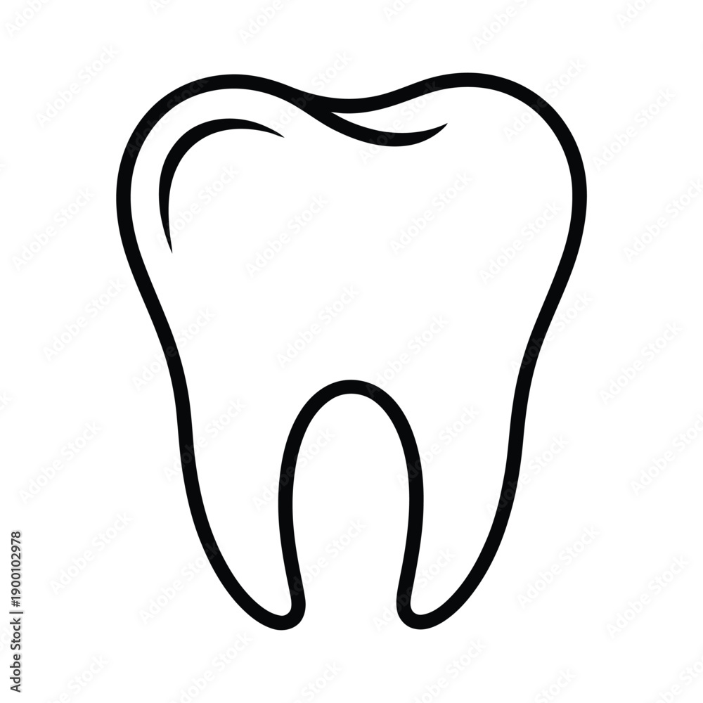 Obraz premium Tooth Icon Line Outline in Black and White