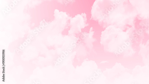 Clean Pink Sky with Floating White Clouds. Pure Pink Sky with Soft Cloud Texture. Vector Design.