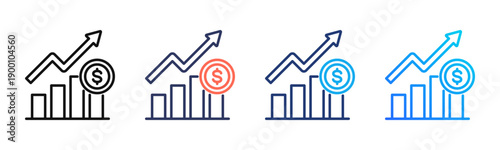 Revenue Growth Multi Style Icon Set