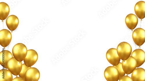 golden ballons for parties and events isolated on transparent background