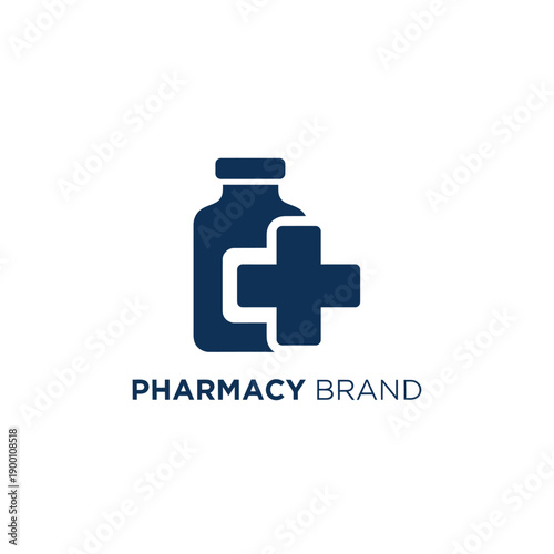 Medical Bottle and Cross Symbolizing Health Care and Pharmacy Services Illustration