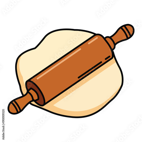 Rolling Delight: A simple yet inviting image of a wooden rolling pin poised atop a soft, freshly rolled dough.
