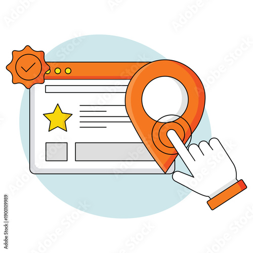 Digital Pinpoint: A digital pin marking its location on a web page, indicating precise data or service placement.