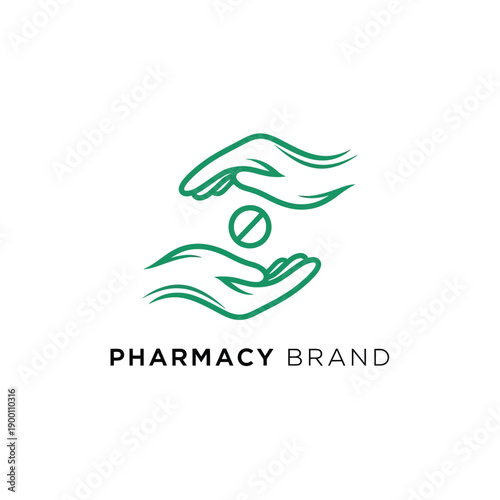 Hands holding a pill between palms, healthcare concept illustration