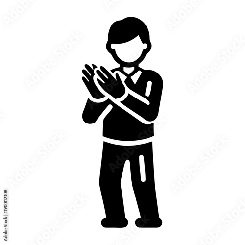 applauding pose icon silhouette illustration for celebration, appreciation, and character design