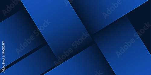 Dark blue abstract technology background with geometric overlapping wave stripes for modern digital layouts.