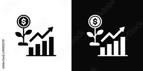 Sustainable Profit In Black And White Filled Style