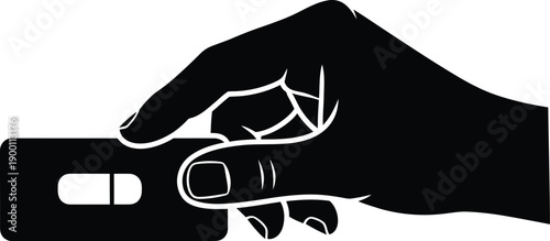 Hand holding pregnancy test icon silhouette vector illustration