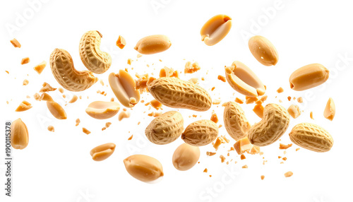 Wallpaper Mural Assortment of peanuts and broken pieces, floating against a black backdrop Torontodigital.ca