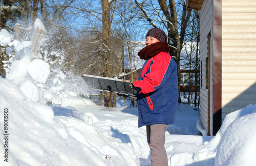 a woman on the street in winter